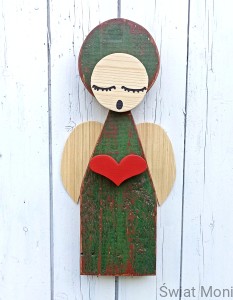 Anioł Zatroskany ze starej podłogi 42 cm 