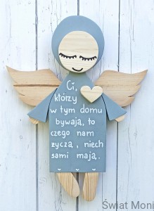 REZERWACJA !!! Anioł Cudownego Poranka w jasno szarej sukni 51 cm 