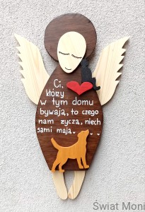 REZERWACJA!!! Anioł bez Imienia z kotem i psem 70 cm do wewnątrz 
