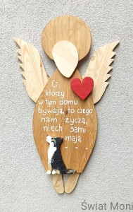 REZERWACJA !!! Anioł bez Imienia z psem i sentencją 70 cm do wewnątrz 