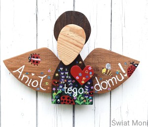 Anioł tego domu z Lawendową łąką nad drzwi 40x26,5 cm  