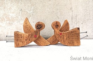 Zestaw Aniołki Rustykalne w locie z czerwonym sercem 17,5 i 18 cm