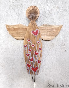 Rustykalny Anioł, który zakwitł Miłością 41 cm