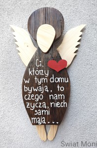 Anioł bez Imienia z sentencją 70 cm z grubej dechy 