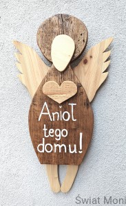 Anioł bez Imienia tego domu 80 cm z grubej dechy 