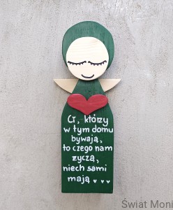 Anioł Nadzieja w zielonej sukni z sentencją 40 cm