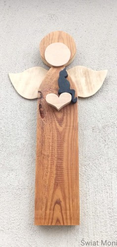 Drewniany Anioł do powieszenia