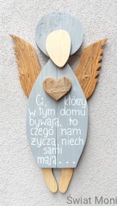 REZERWACJA !!! Anioł bez Imienia jasno szary z sentencją 70 cm  