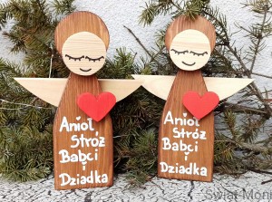 Zestaw 2 sztuki Anioł Stróż Babci i Dziadka 25 cm do wewnątrz